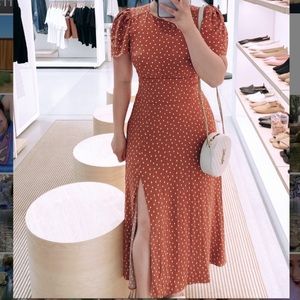 Midi Terracotta Polka dot dress 💕